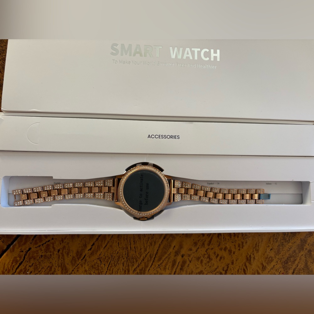 Luxury Gold Smartwatch with Crystal Detailing